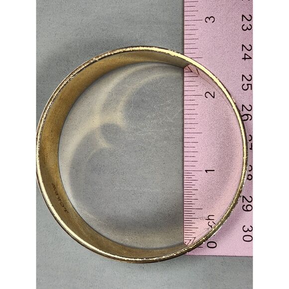 Pink Purple 1.5" Wide Clamper Bracelet Silver Tone Metal Chunky Domed Striped - Picture 8 of 9